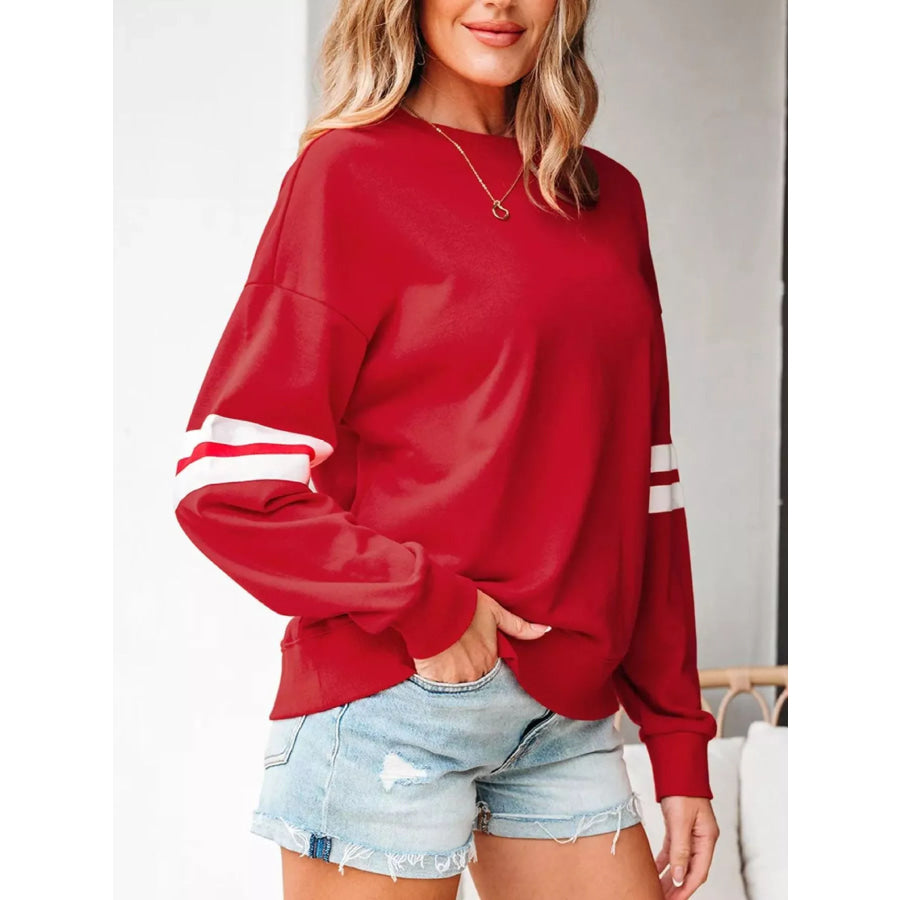 Striped Dropped Shoulder Sweatshirt Apparel and Accessories