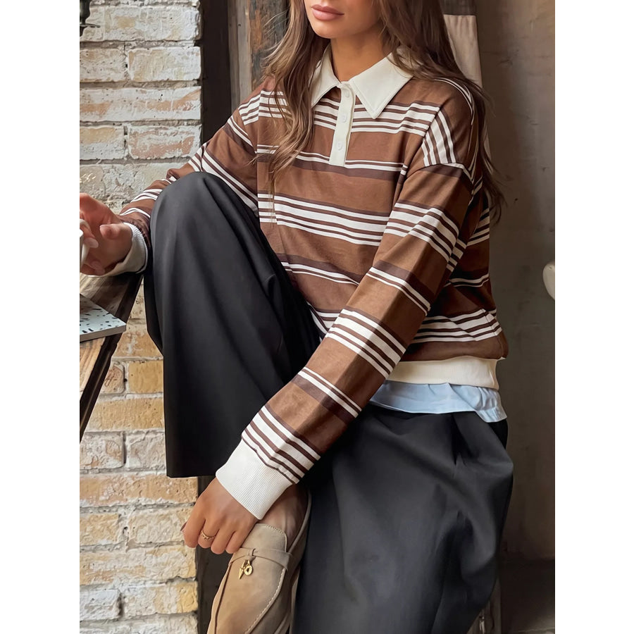 Striped Dropped Shoulder Sweatshirt Apparel and Accessories