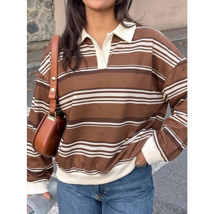 Striped Dropped Shoulder Sweatshirt Apparel and Accessories