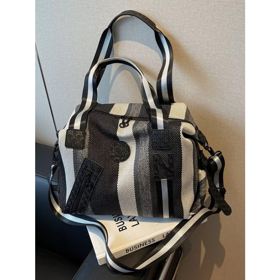 Striped Duffle Bag Black / onesize Apparel and Accessories