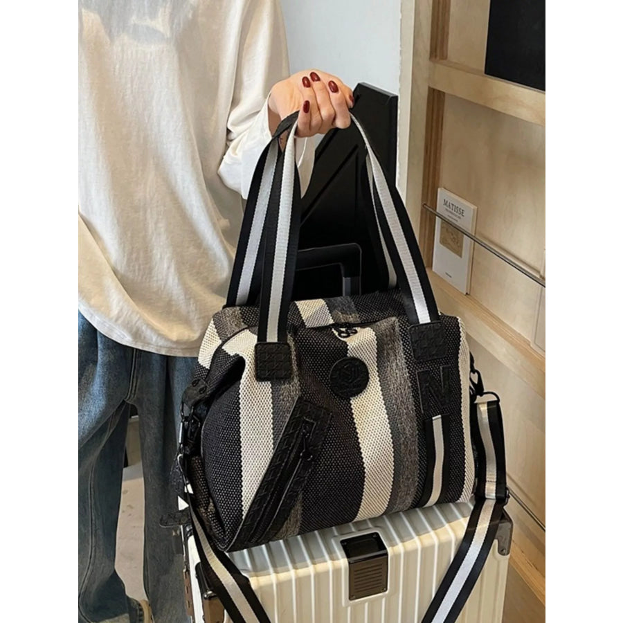 Striped Duffle Bag Black / onesize Apparel and Accessories