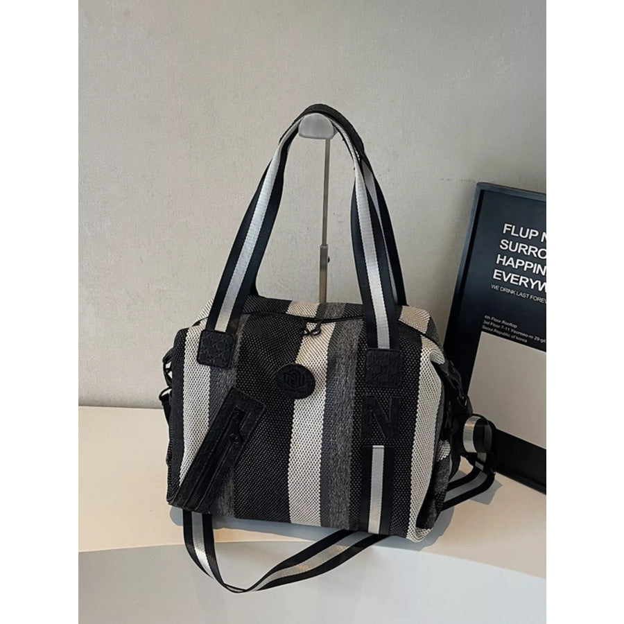 Striped Duffle Bag Black / onesize Apparel and Accessories