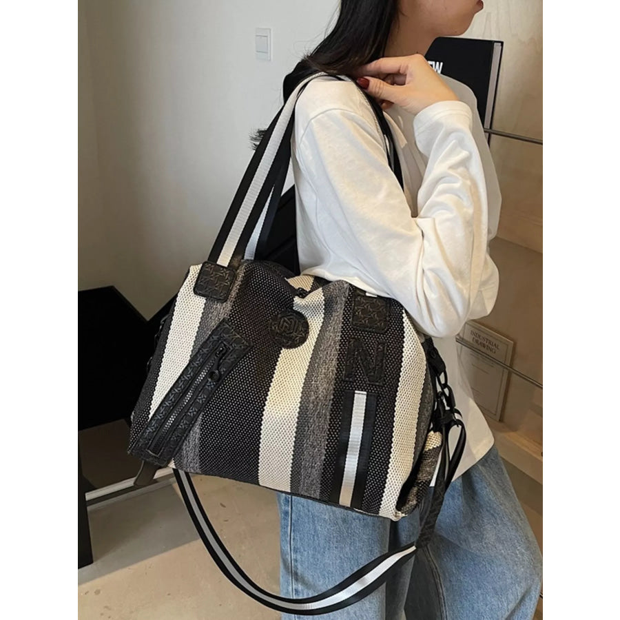 Striped Duffle Bag Black / onesize Apparel and Accessories