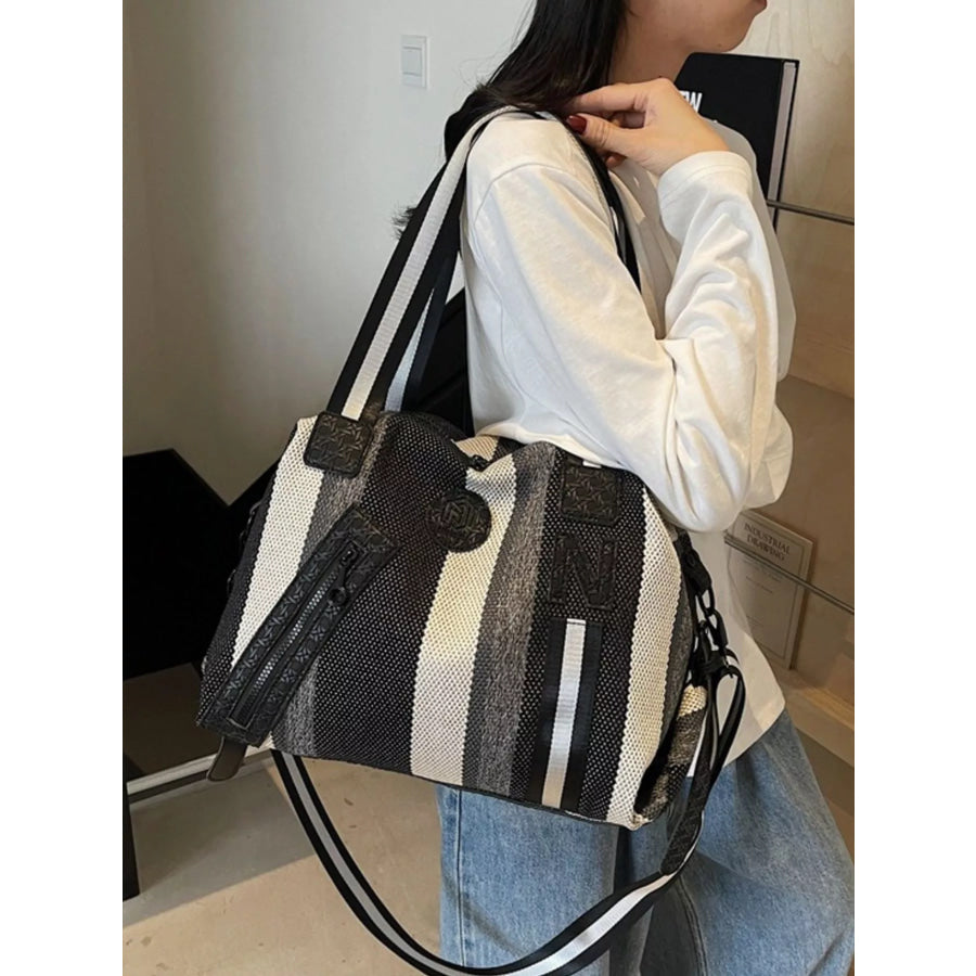 Striped Duffle Bag Black / onesize Apparel and Accessories