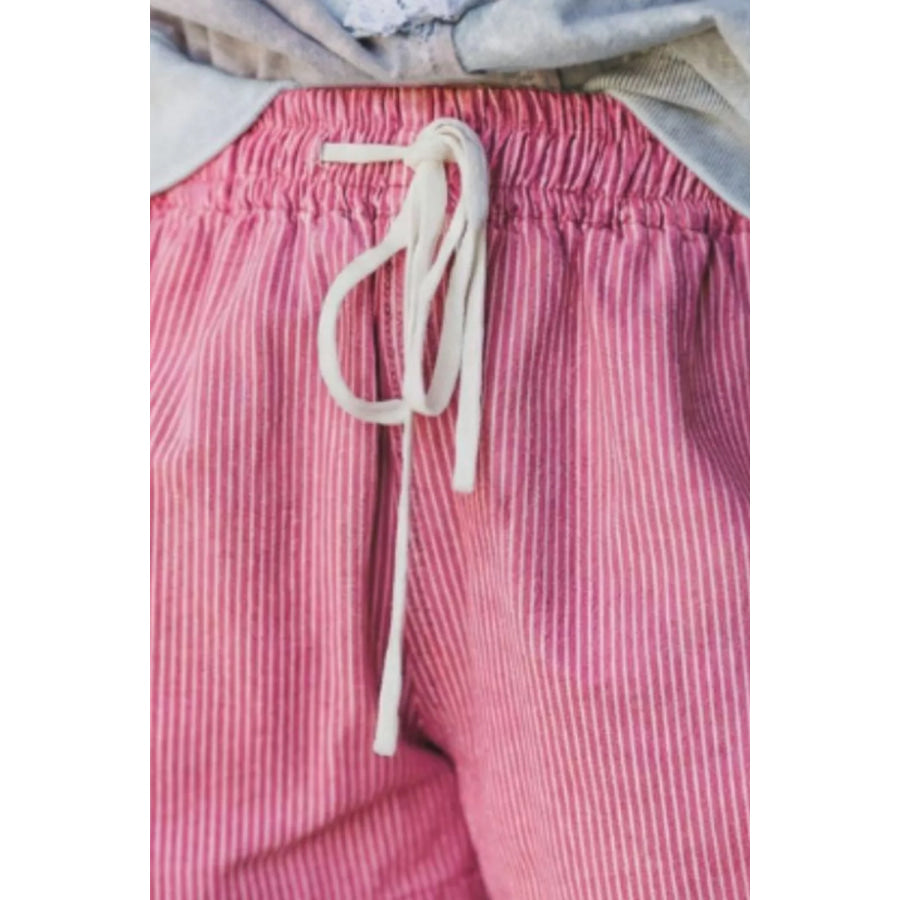 Striped Elastic Waist Casual Shorts Apparel and Accessories
