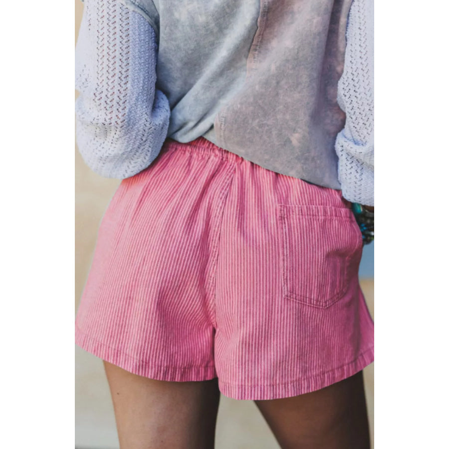 Striped Elastic Waist Casual Shorts Apparel and Accessories