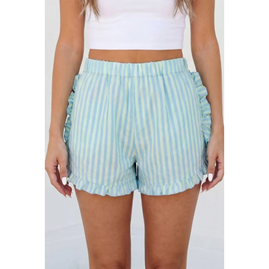 Striped Elastic Waist Shorts Apparel and Accessories