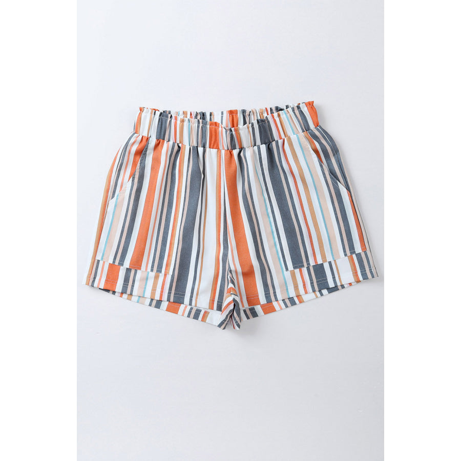 Striped Elastic Waist Shorts Apparel and Accessories