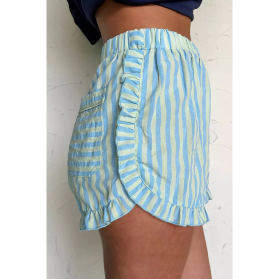 Striped Elastic Waist Shorts Apparel and Accessories