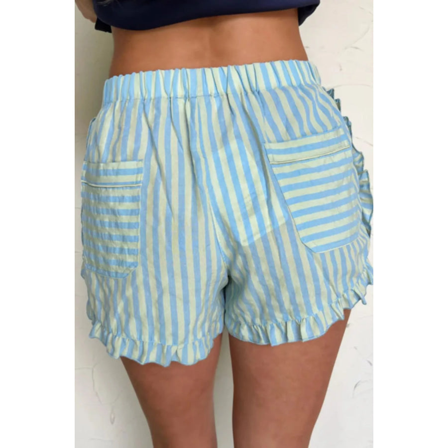 Striped Elastic Waist Shorts Apparel and Accessories