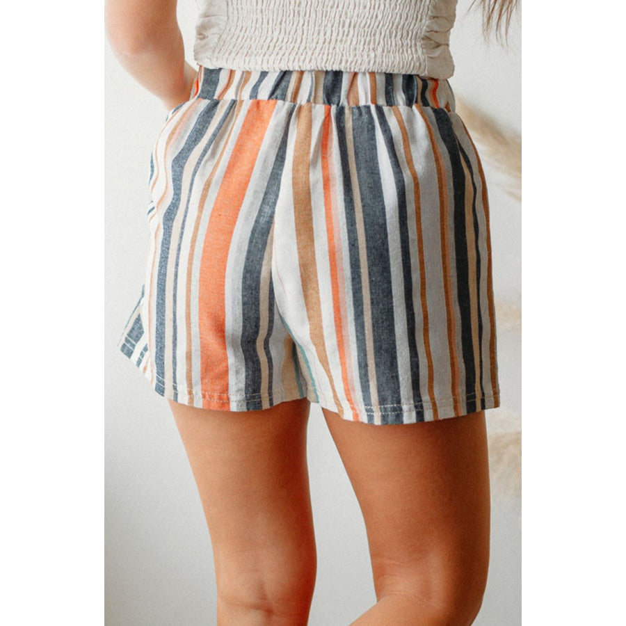 Striped Elastic Waist Shorts Apparel and Accessories