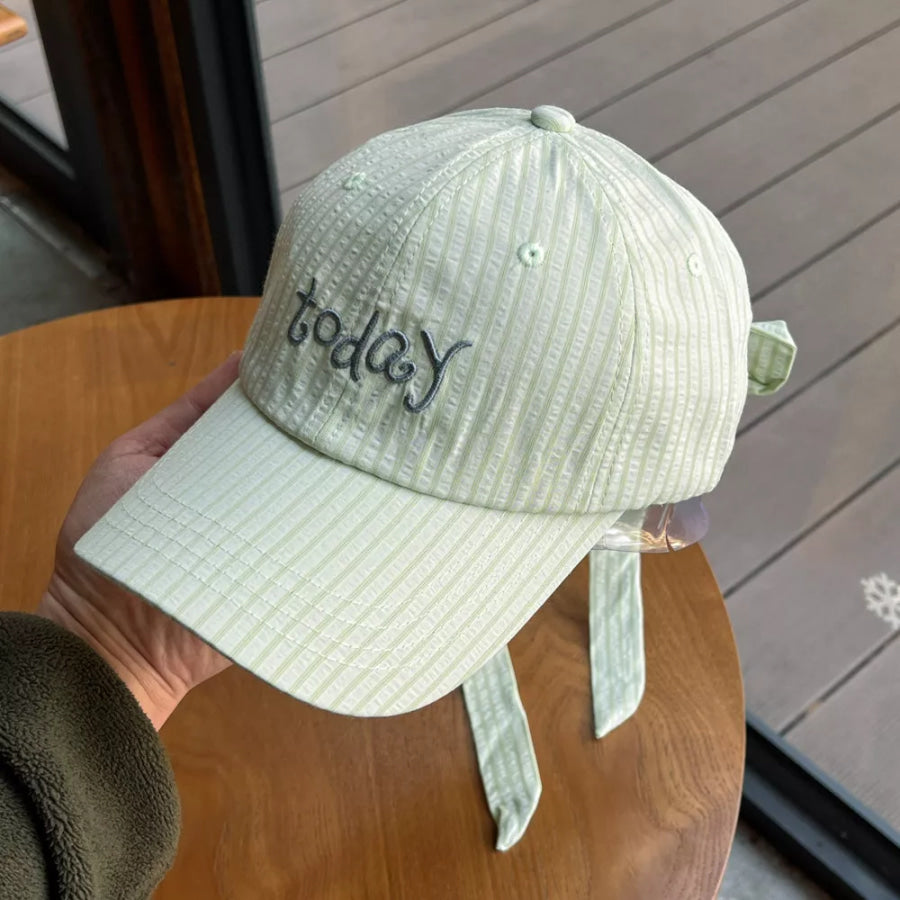 Striped Embroidered Baseball Cap Green / One Size Apparel and Accessories