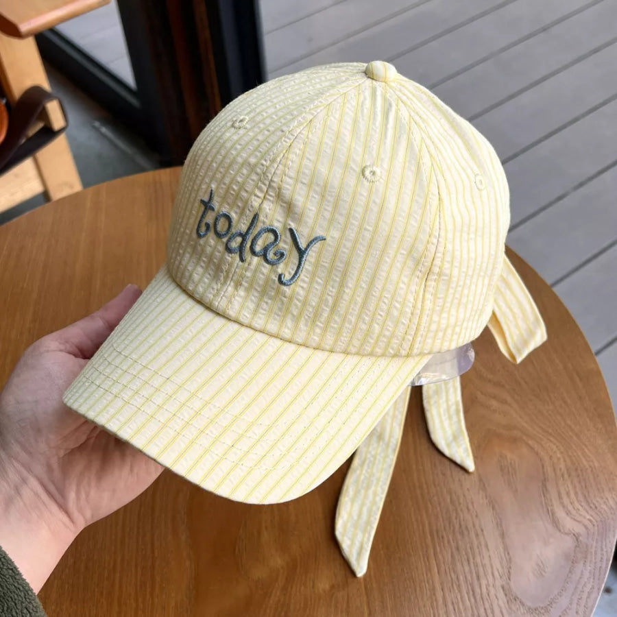 Striped Embroidered Baseball Cap Yellow / One Size Apparel and Accessories