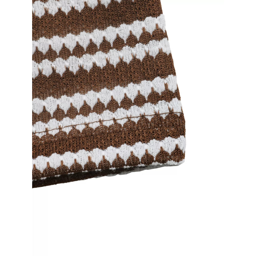 Striped Flare Sleeve Ribbed Knit Dress Apparel and Accessories