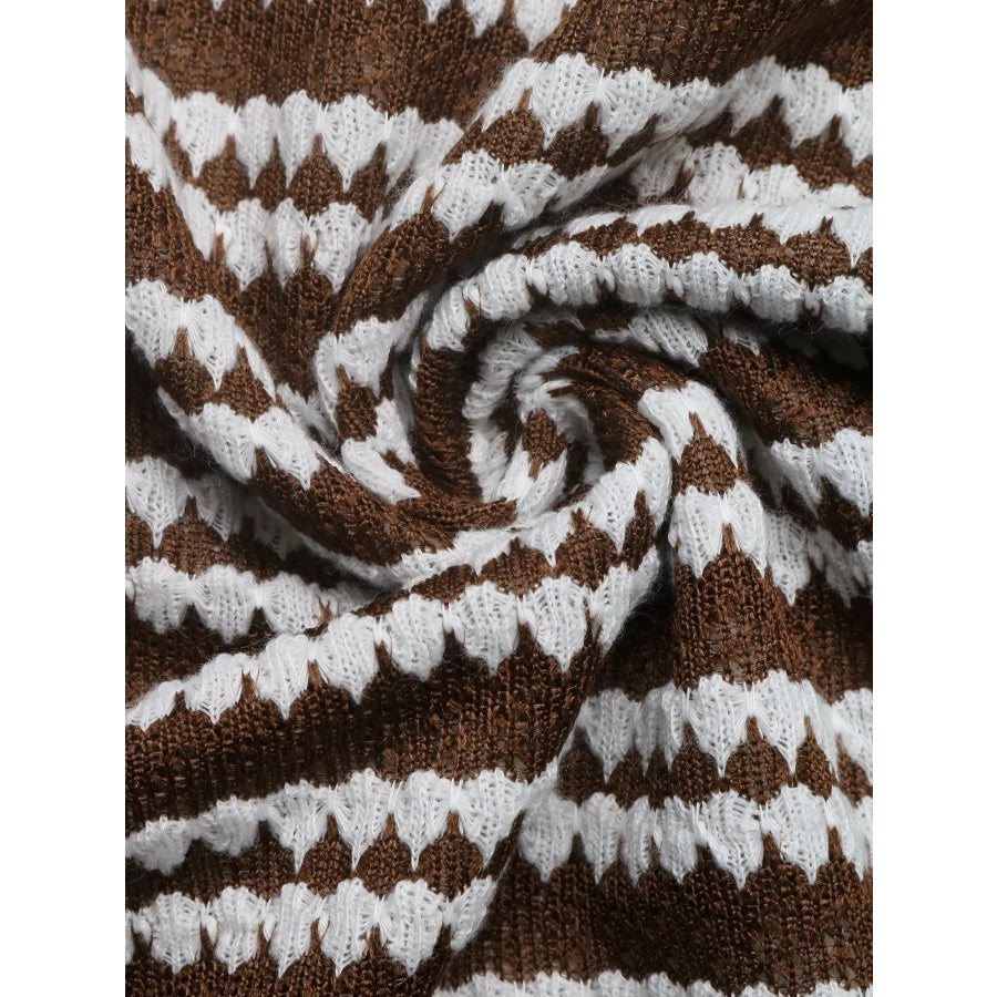 Striped Flare Sleeve Ribbed Knit Dress Apparel and Accessories