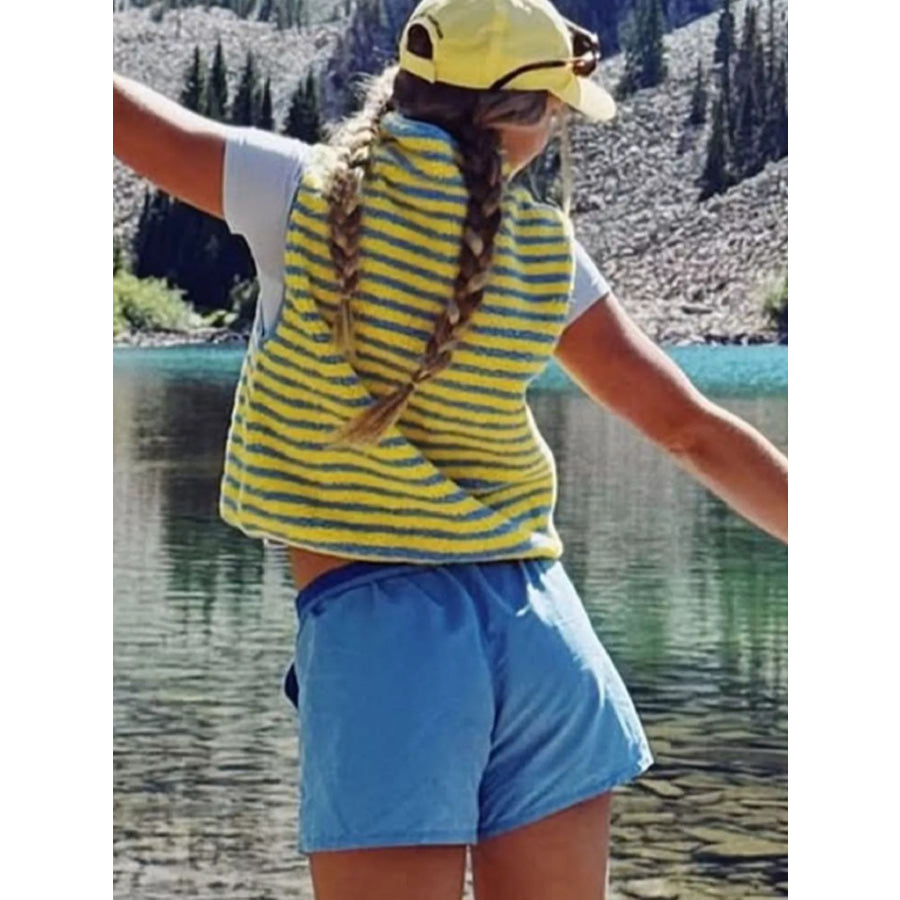 Striped Fleece Zip-Up Vest Coat Apparel and Accessories