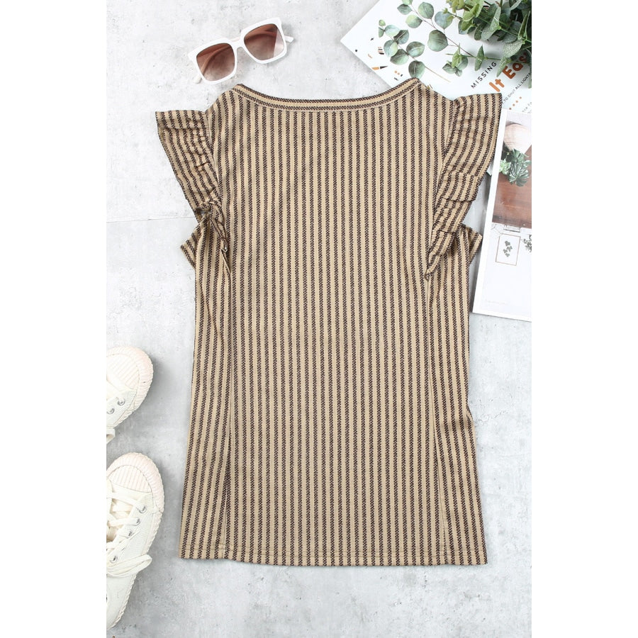 Striped Flutter Sleeve Tank