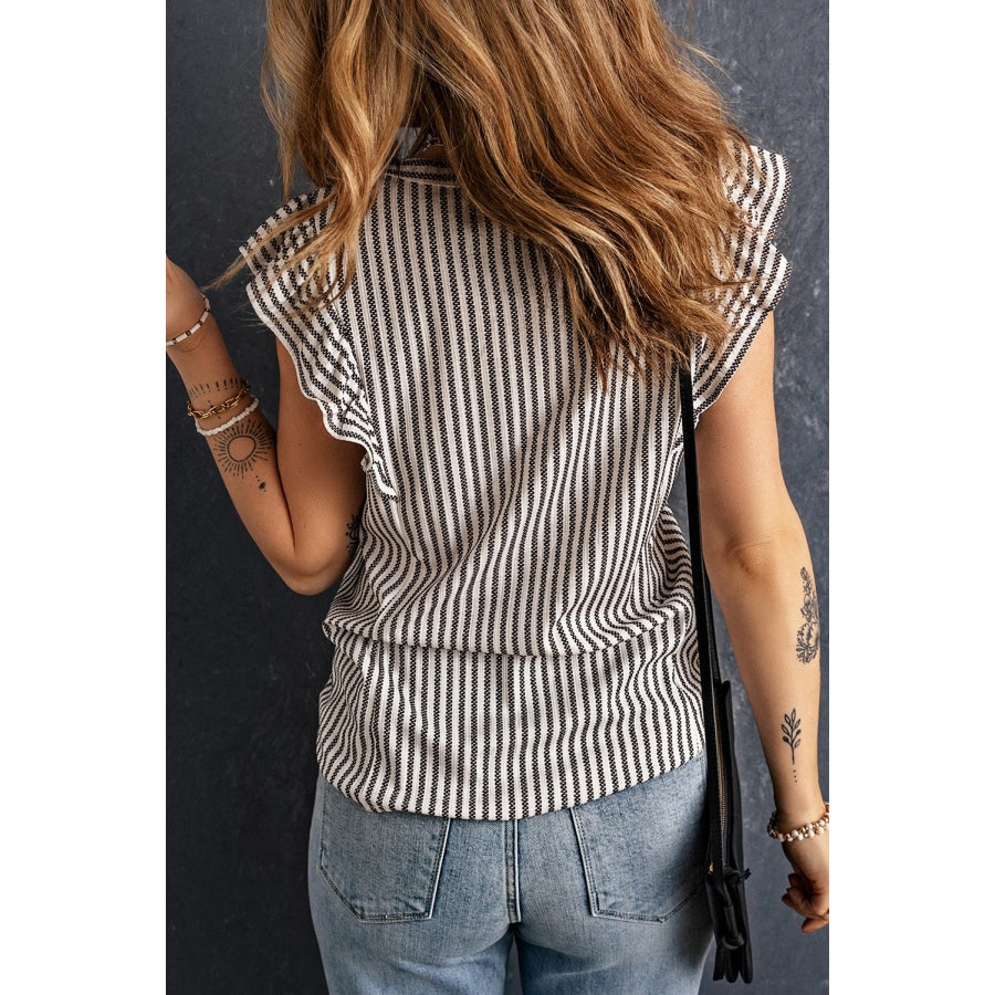 Striped Flutter Sleeve Tank