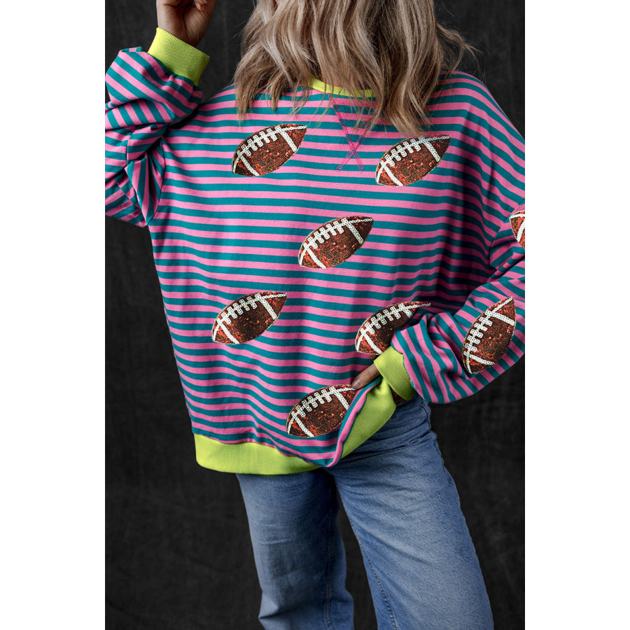 Striped Football Long Sleeve Sweatshirt Apparel and Accessories