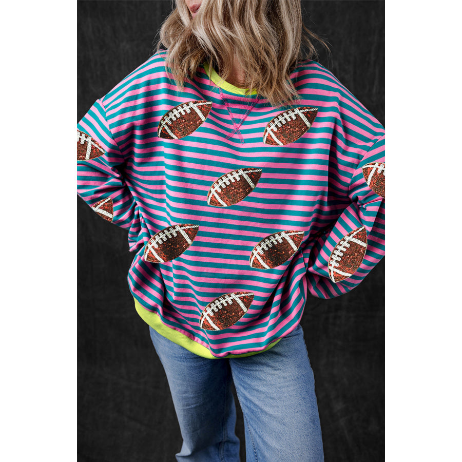 Striped Football Long Sleeve Sweatshirt Apparel and Accessories