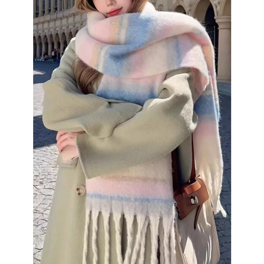 Striped Fringe Scarf Apparel and Accessories