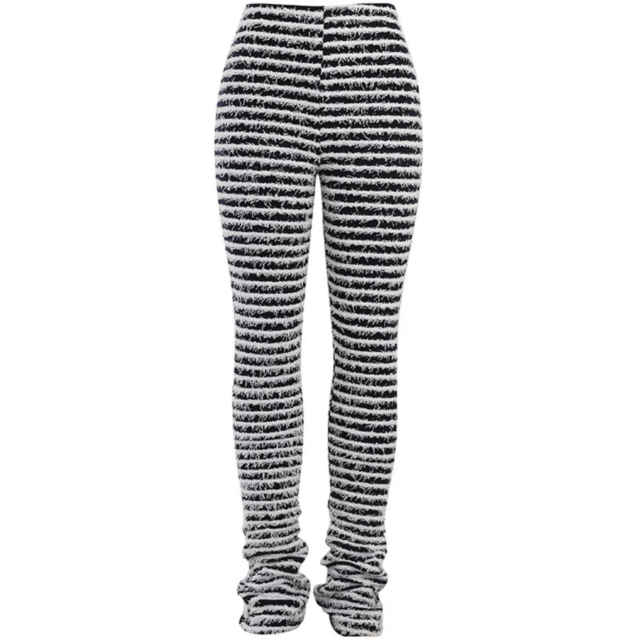 Striped Fuzzy Textured Knit Pants Apparel and Accessories