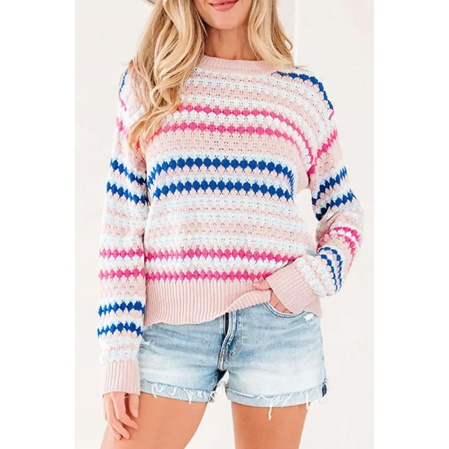 Striped Geometric Pattern Sweater Apparel and Accessories