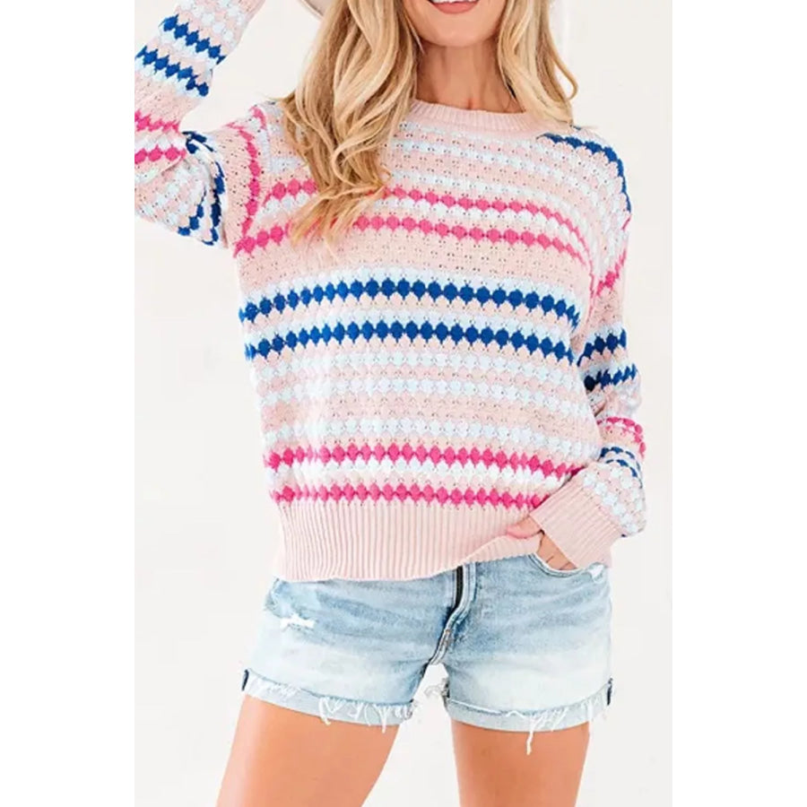 Striped Geometric Pattern Sweater Apparel and Accessories