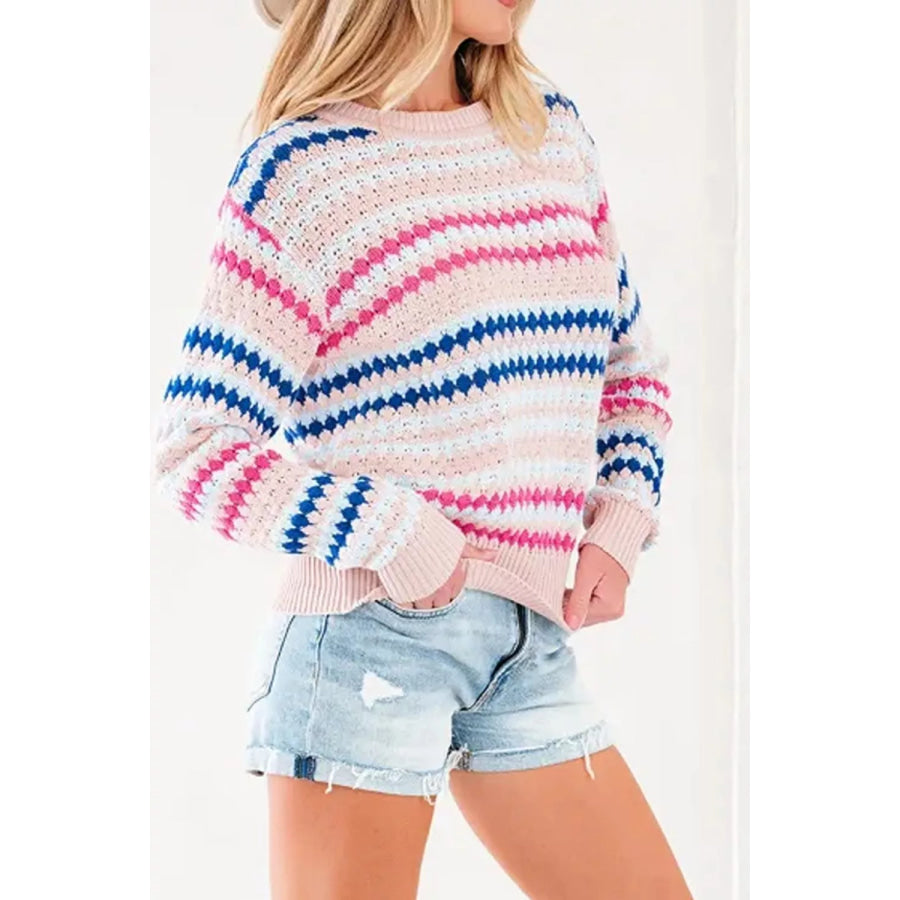 Striped Geometric Pattern Sweater Apparel and Accessories