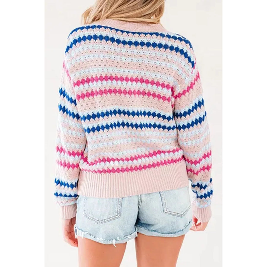 Striped Geometric Pattern Sweater Apparel and Accessories