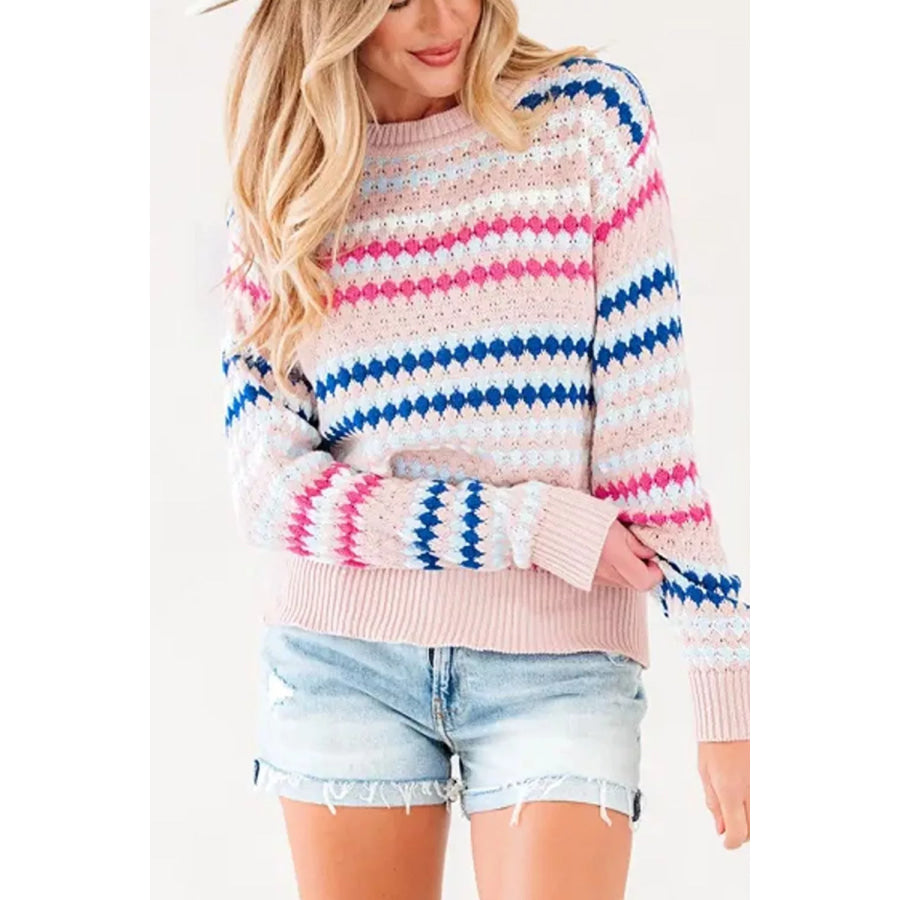 Striped Geometric Pattern Sweater Apparel and Accessories