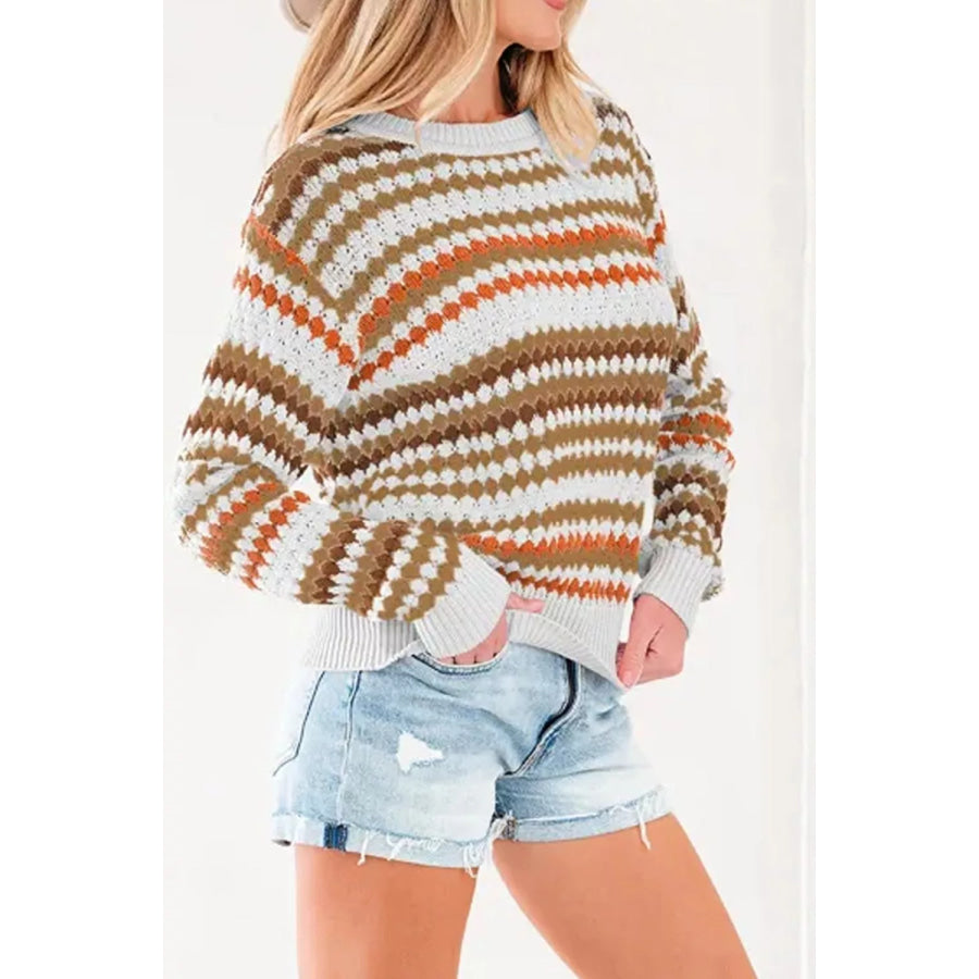 Striped Geometric Pattern Sweater Apparel and Accessories