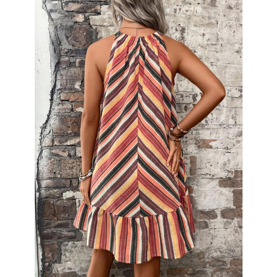 Striped Grecian Neck Dress Apparel and Accessories