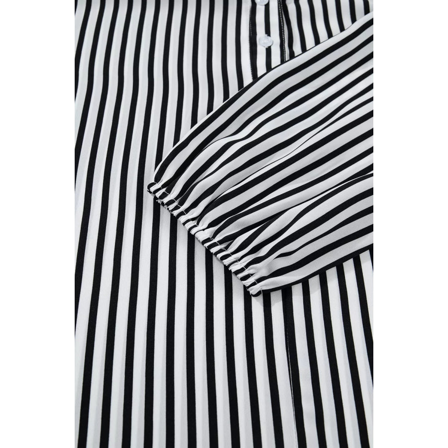 Striped Half Sleeve Button-Up Shirt Apparel and Accessories