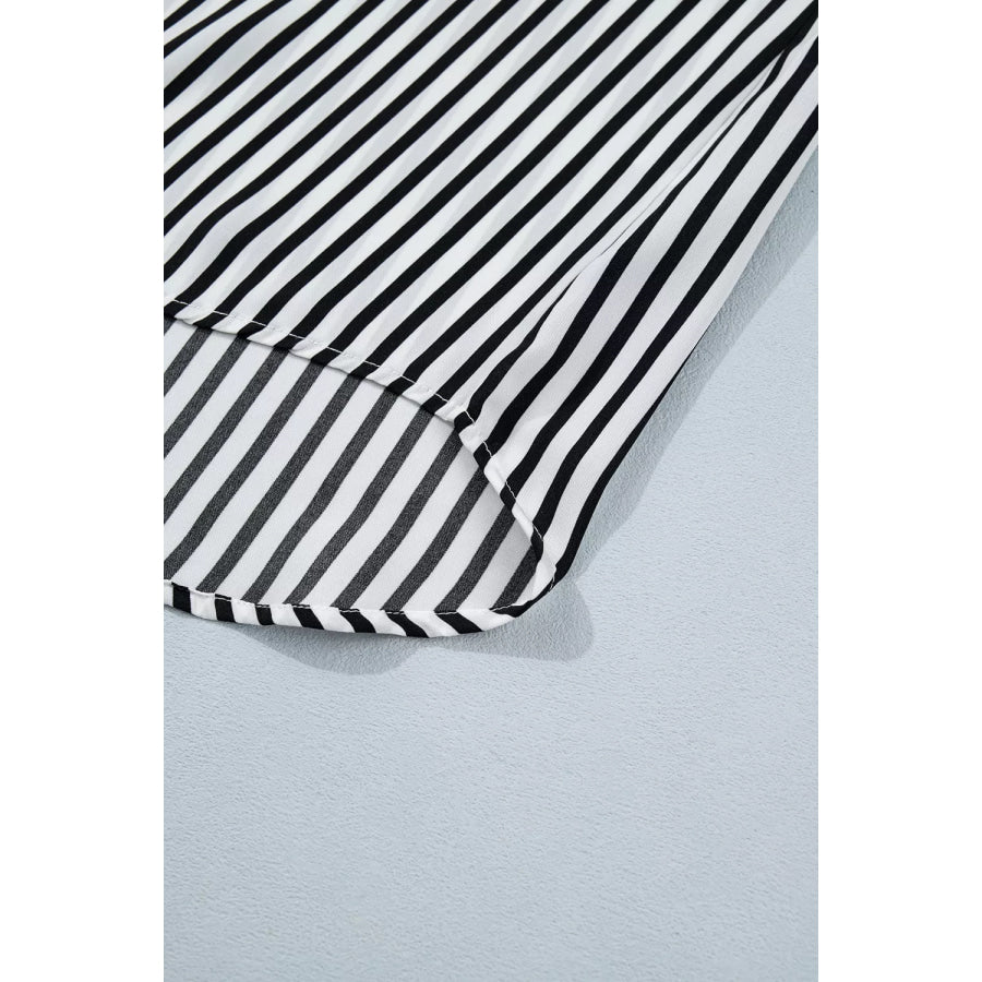 Striped Half Sleeve Button-Up Shirt Apparel and Accessories