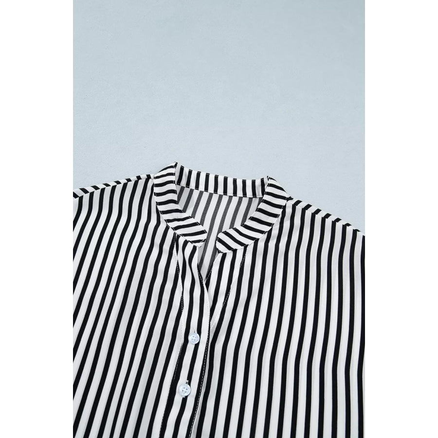 Striped Half Sleeve Button-Up Shirt Apparel and Accessories