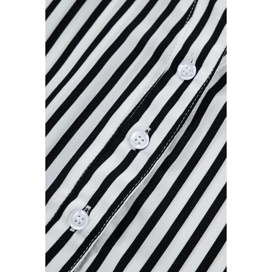 Striped Half Sleeve Button-Up Shirt Apparel and Accessories
