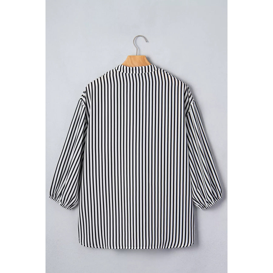 Striped Half Sleeve Button-Up Shirt Apparel and Accessories