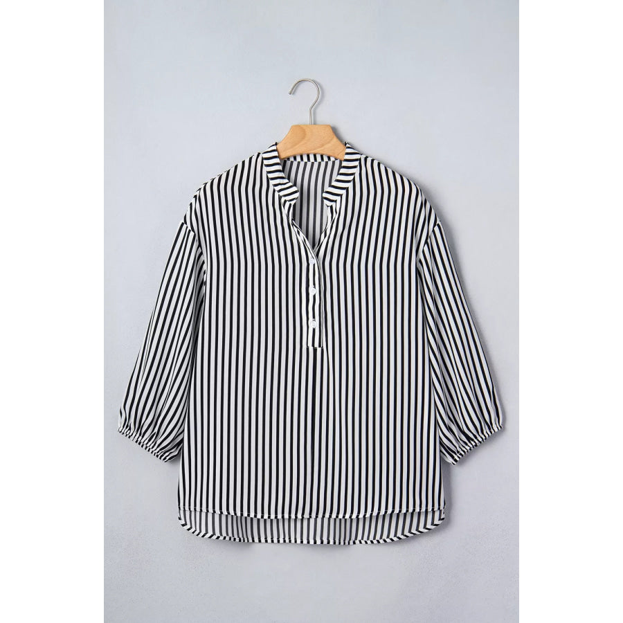 Striped Half Sleeve Button-Up Shirt Apparel and Accessories