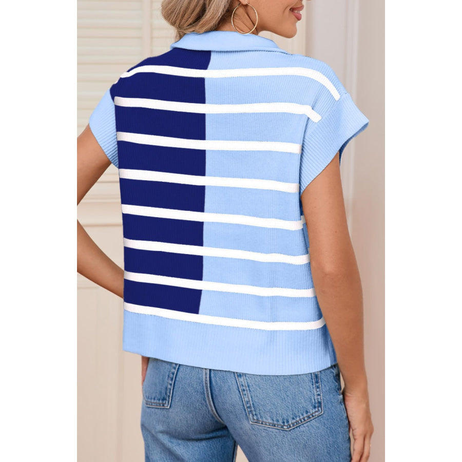 Striped Half Zip Sweater Vest Apparel and Accessories