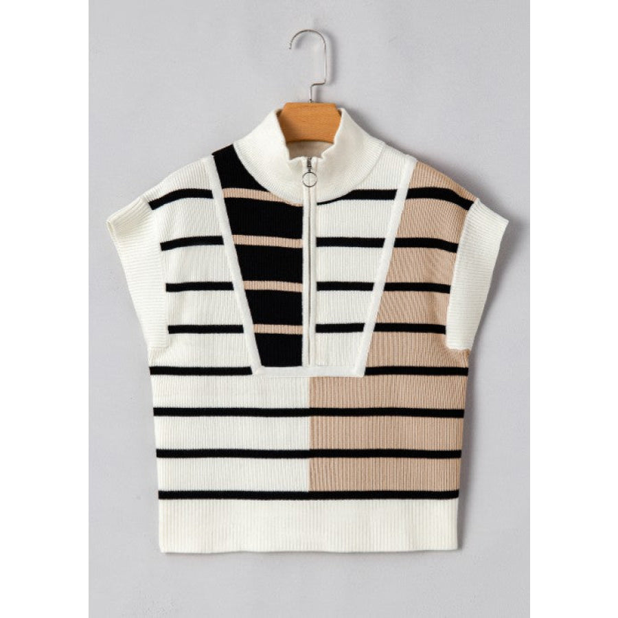 Striped Half Zip Sweater Vest Apparel and Accessories