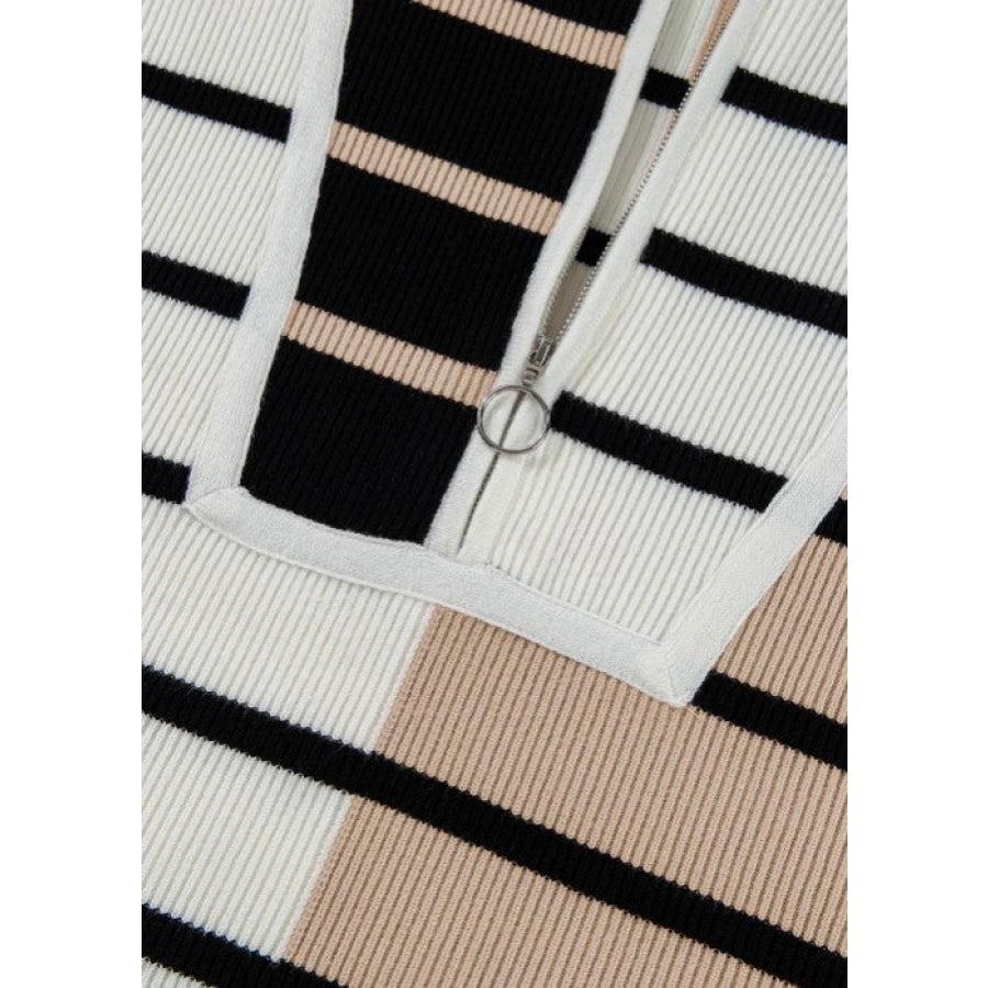 Striped Half Zip Sweater Vest Apparel and Accessories