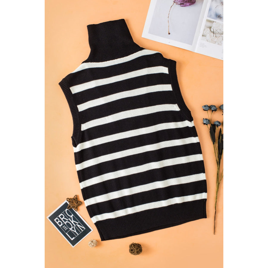 Striped Half Zip Sweater Vest Apparel and Accessories