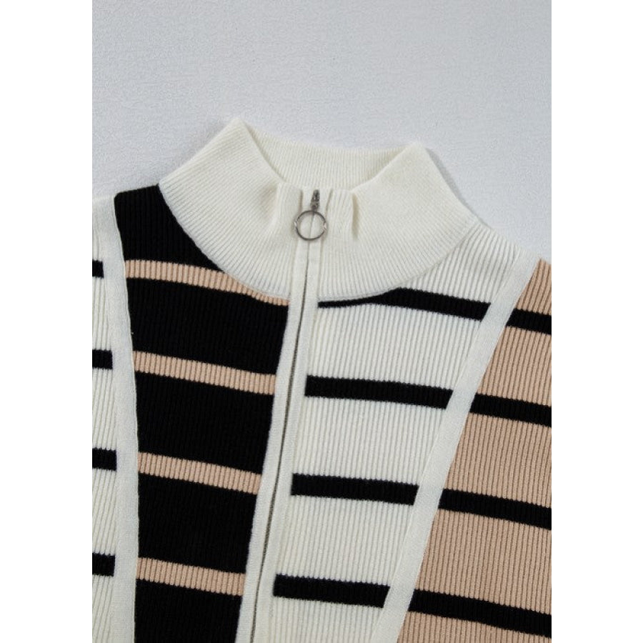 Striped Half Zip Sweater Vest Apparel and Accessories