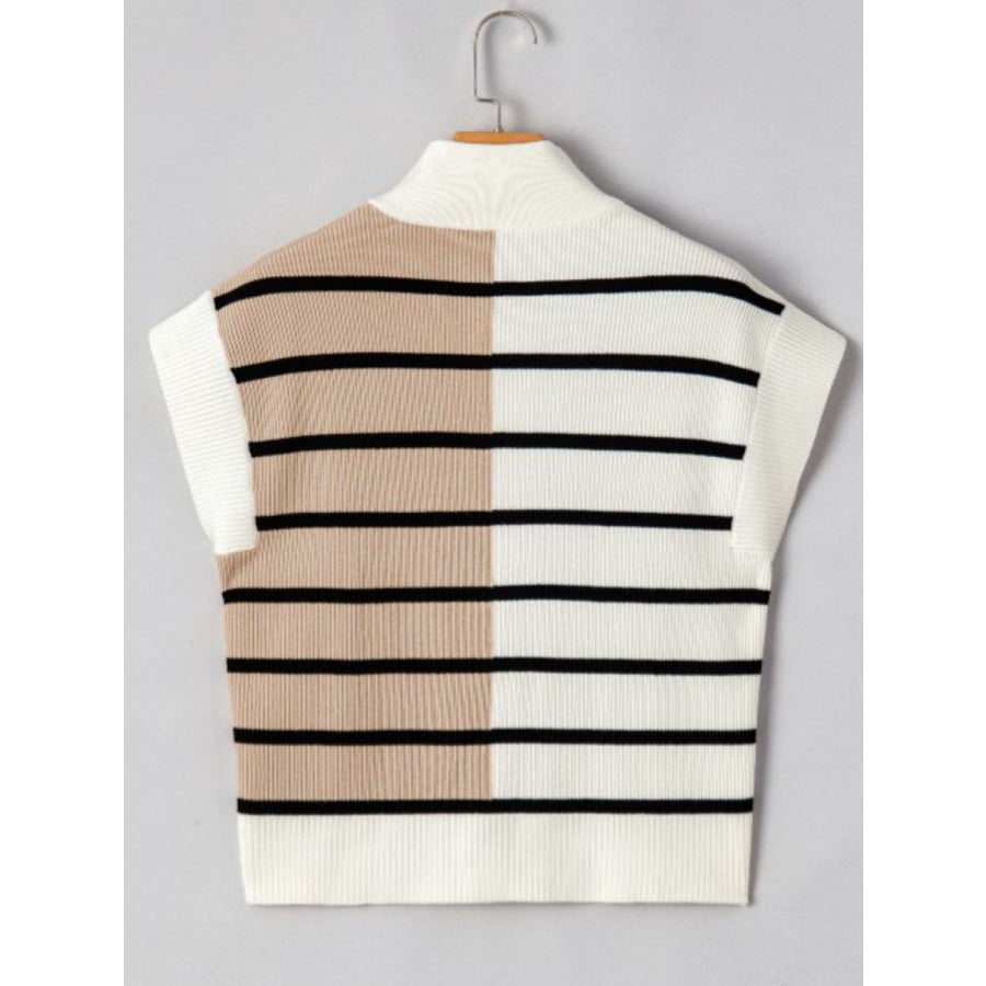 Striped Half Zip Sweater Vest Apparel and Accessories