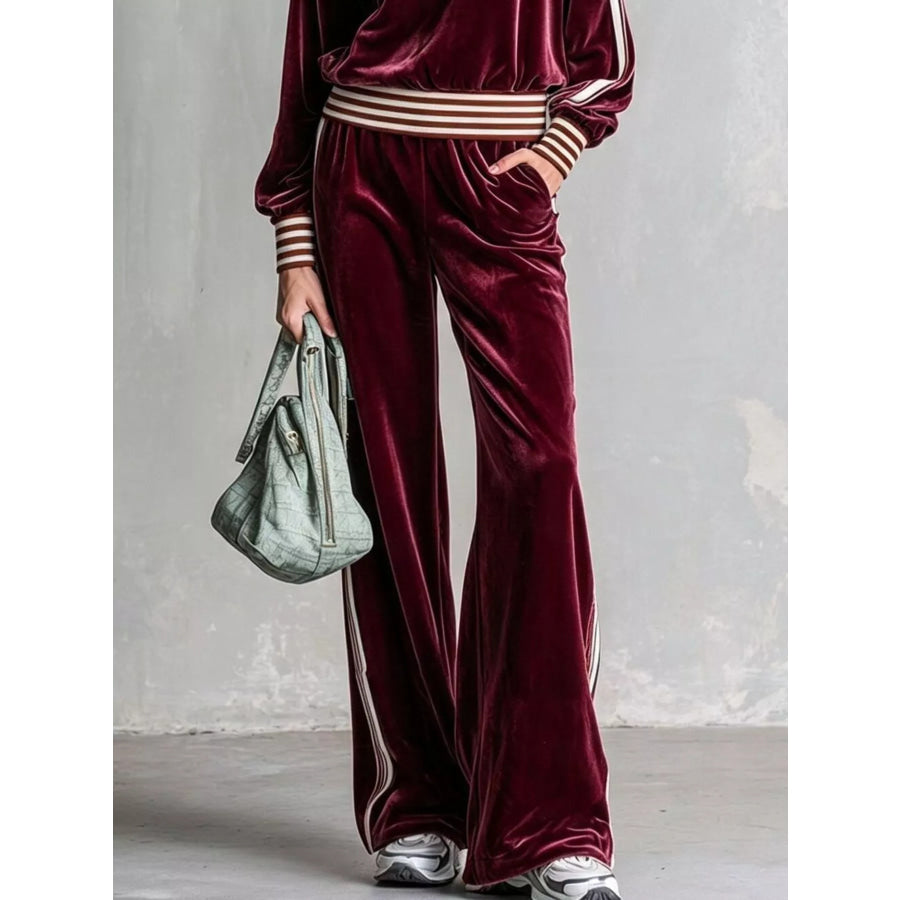 Striped Half Zip Top and Pants Set Apparel and Accessories