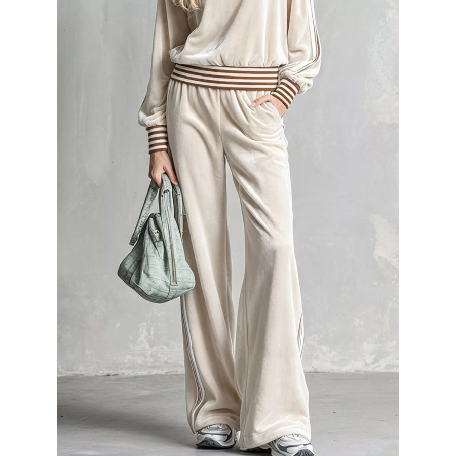 Striped Half Zip Top and Pants Set Apparel and Accessories