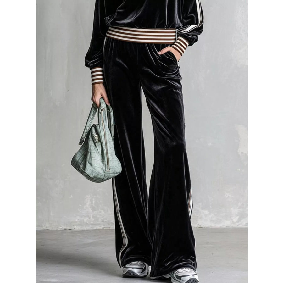 Striped Half Zip Top and Pants Set Apparel and Accessories
