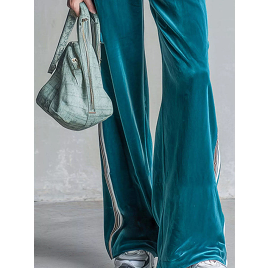 Striped Half Zip Top and Pants Set Apparel and Accessories