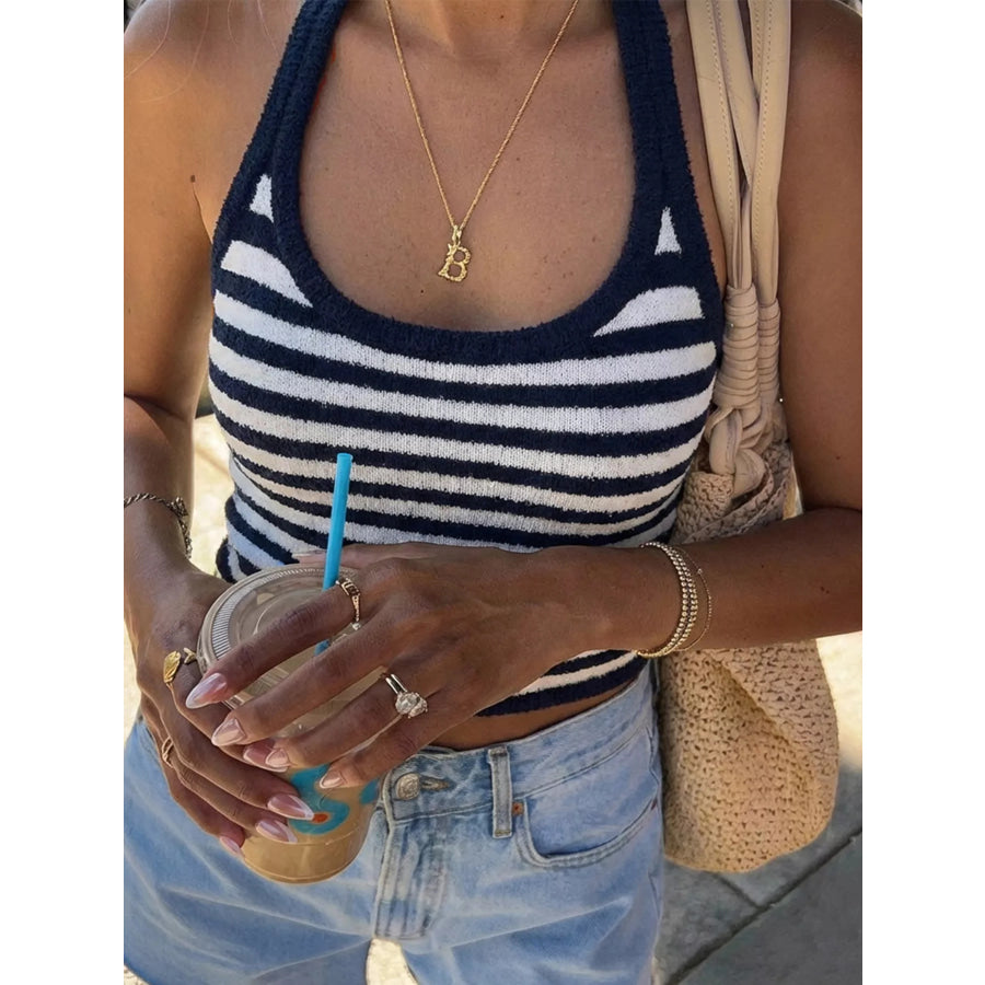 Striped Halter Neck Cami Apparel and Accessories
